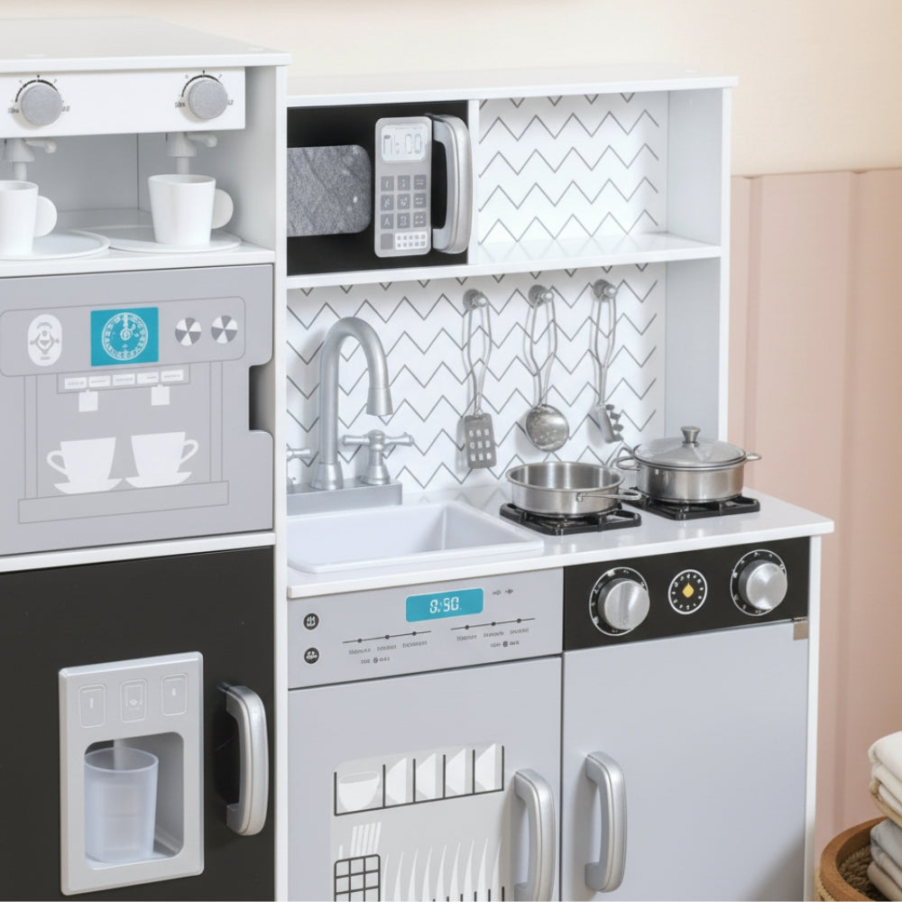 Cuisine enfant en bois blanc et gris avec accessoires Tilda Kids