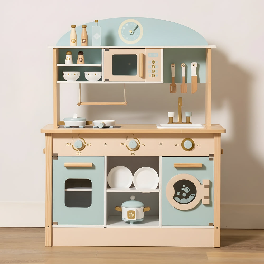 Cuisine enfant en bois bleu avec micro-onde et four Tilda Kids