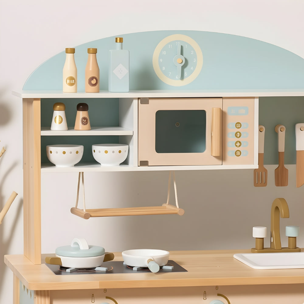 Cuisine enfant en bois bleu avec micro-onde et four Tilda Kids