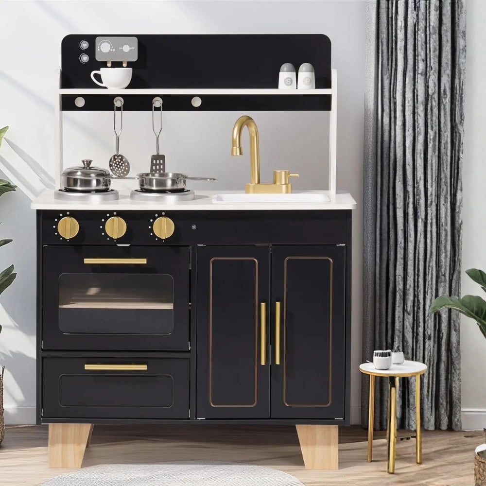Cuisine enfant noir en bois avec four Tilda Kids