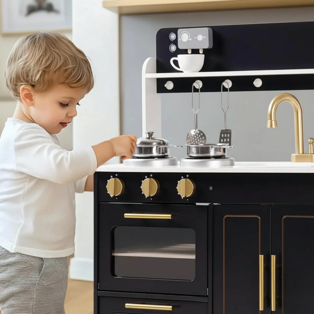 Cuisine enfant noir en bois avec four Tilda Kids