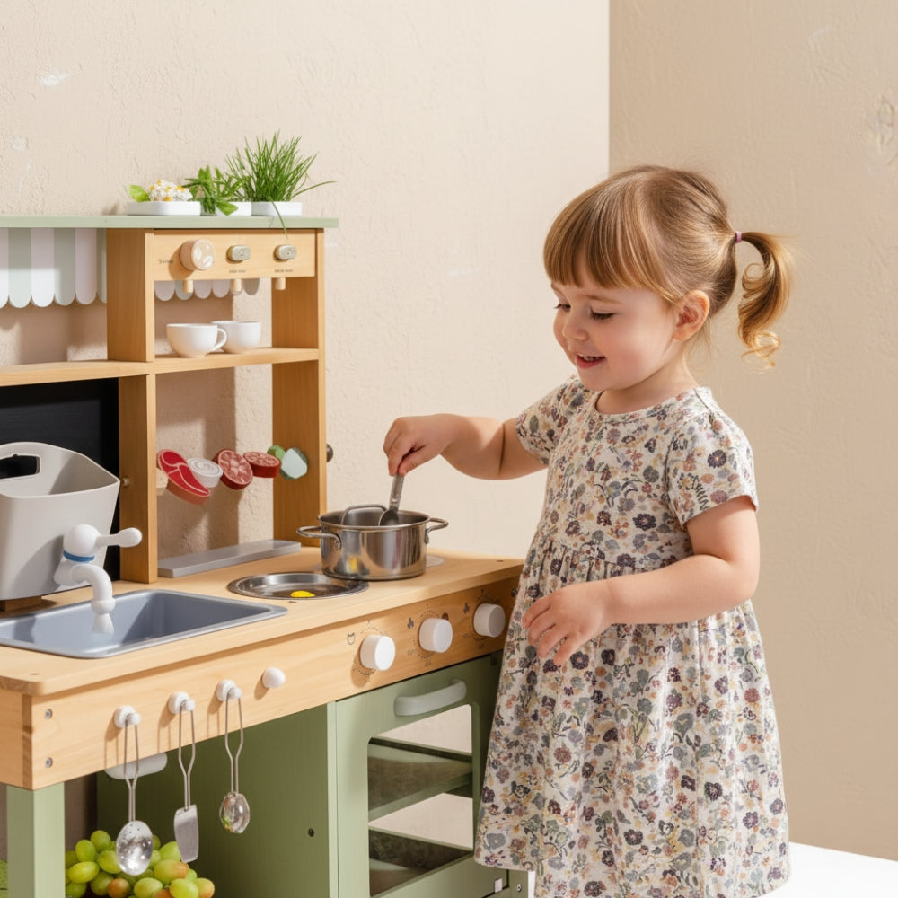 Cuisine enfant verte en bois avec four Tilda Kids