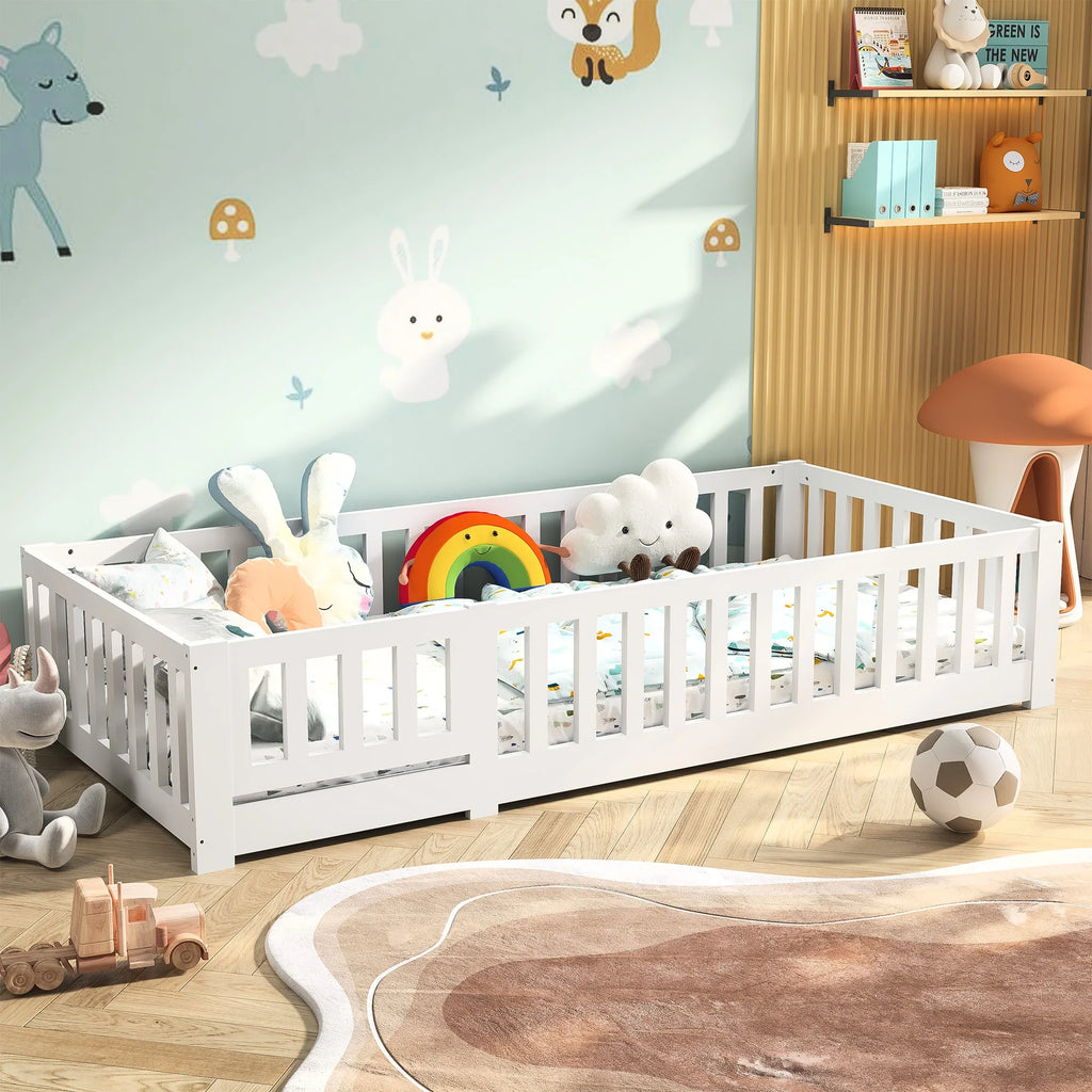Lit blanc 90x200 cm avec barrières de sécurité pour enfant Tilda Kids