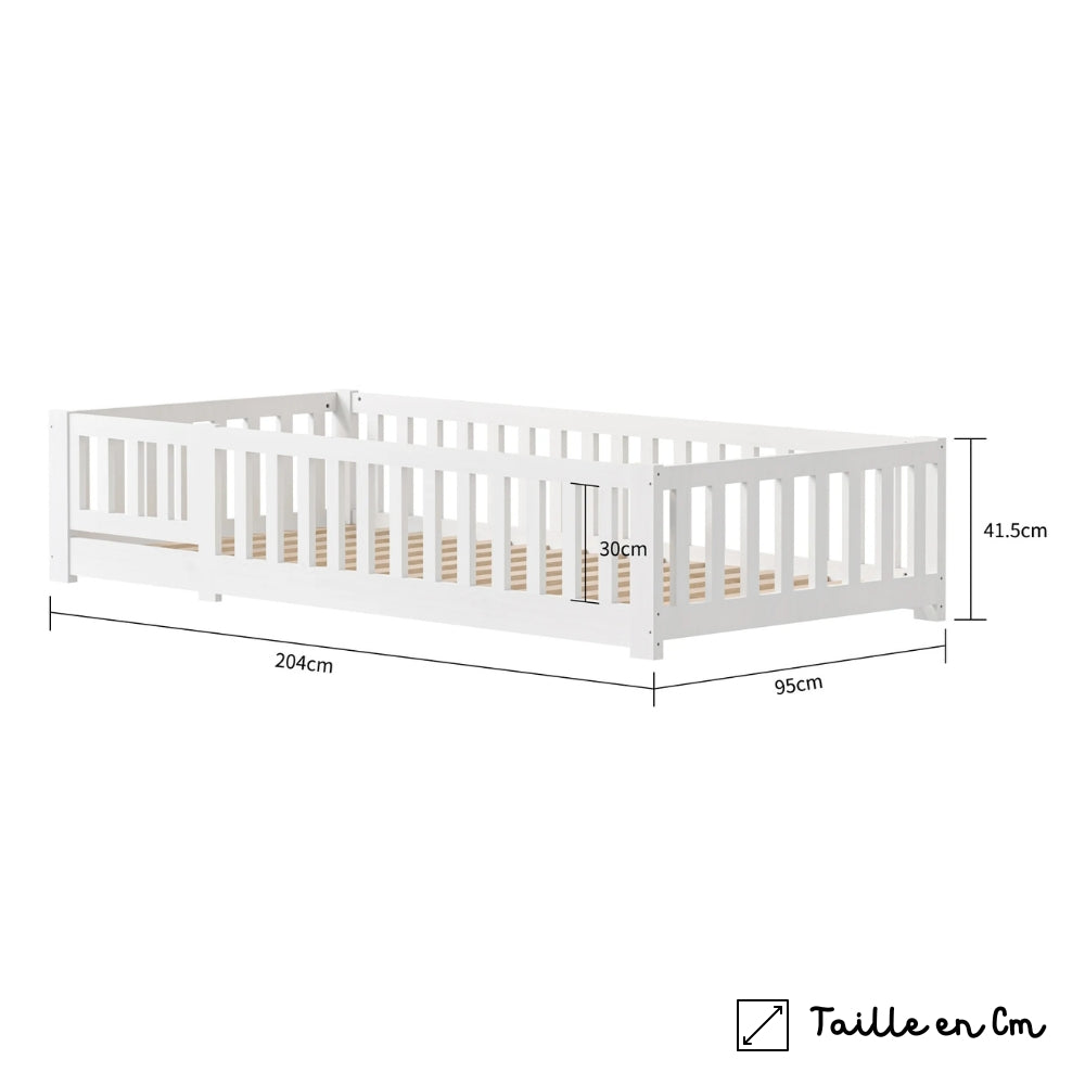 Lit blanc 90x200 cm avec barrières de sécurité pour enfant Tilda Kids