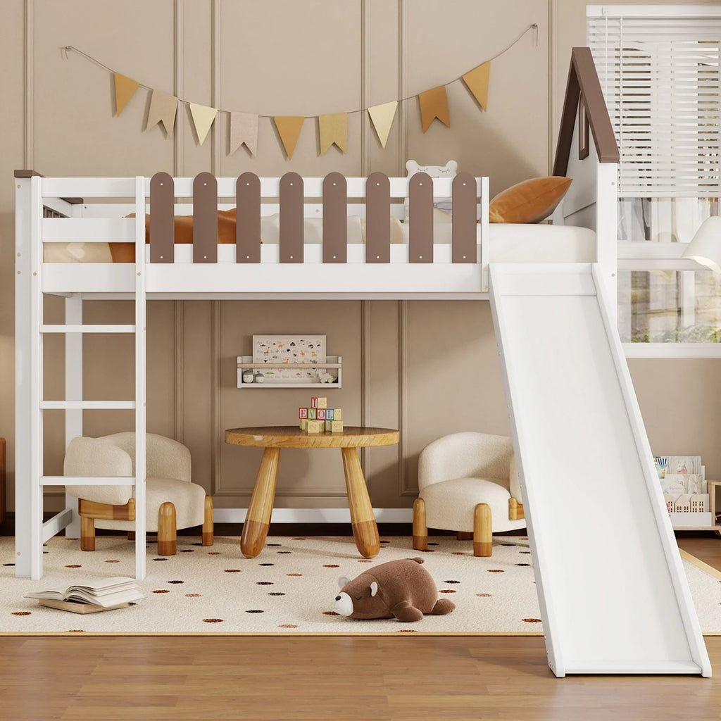Lit cabane en hauteur avec toboggan pour enfant Tilda Kids