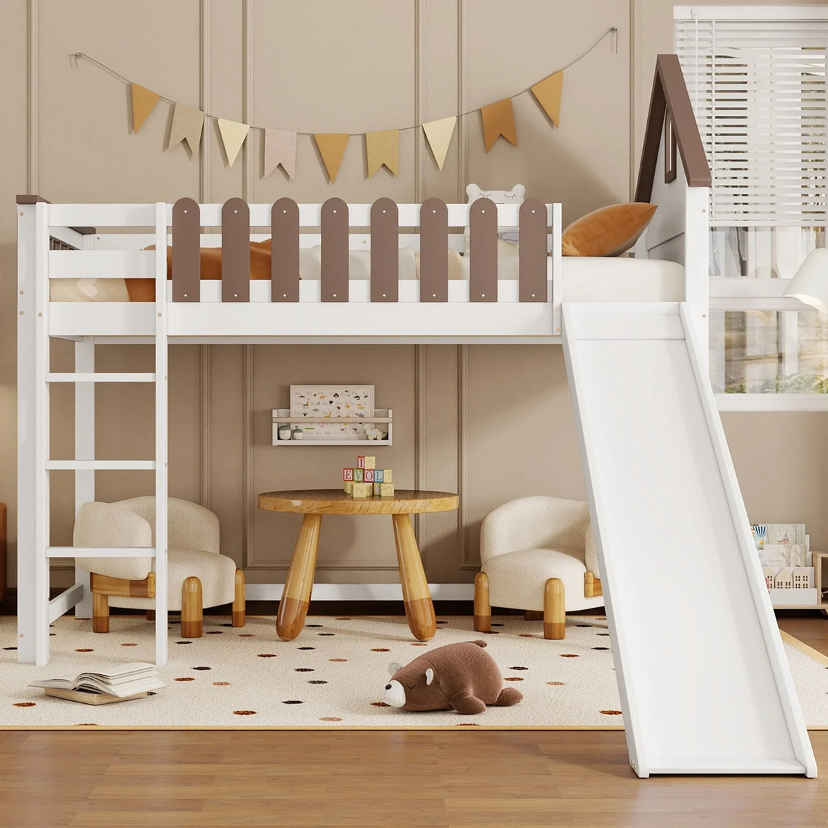 Lit cabane en hauteur avec toboggan pour enfant Tilda Kids