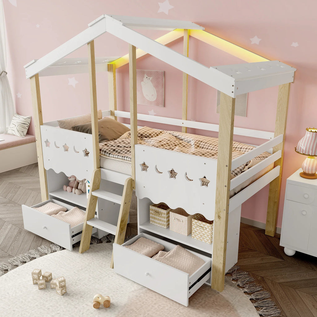 Lit cabane enfant avec rangements intégrés Tilda Kids
