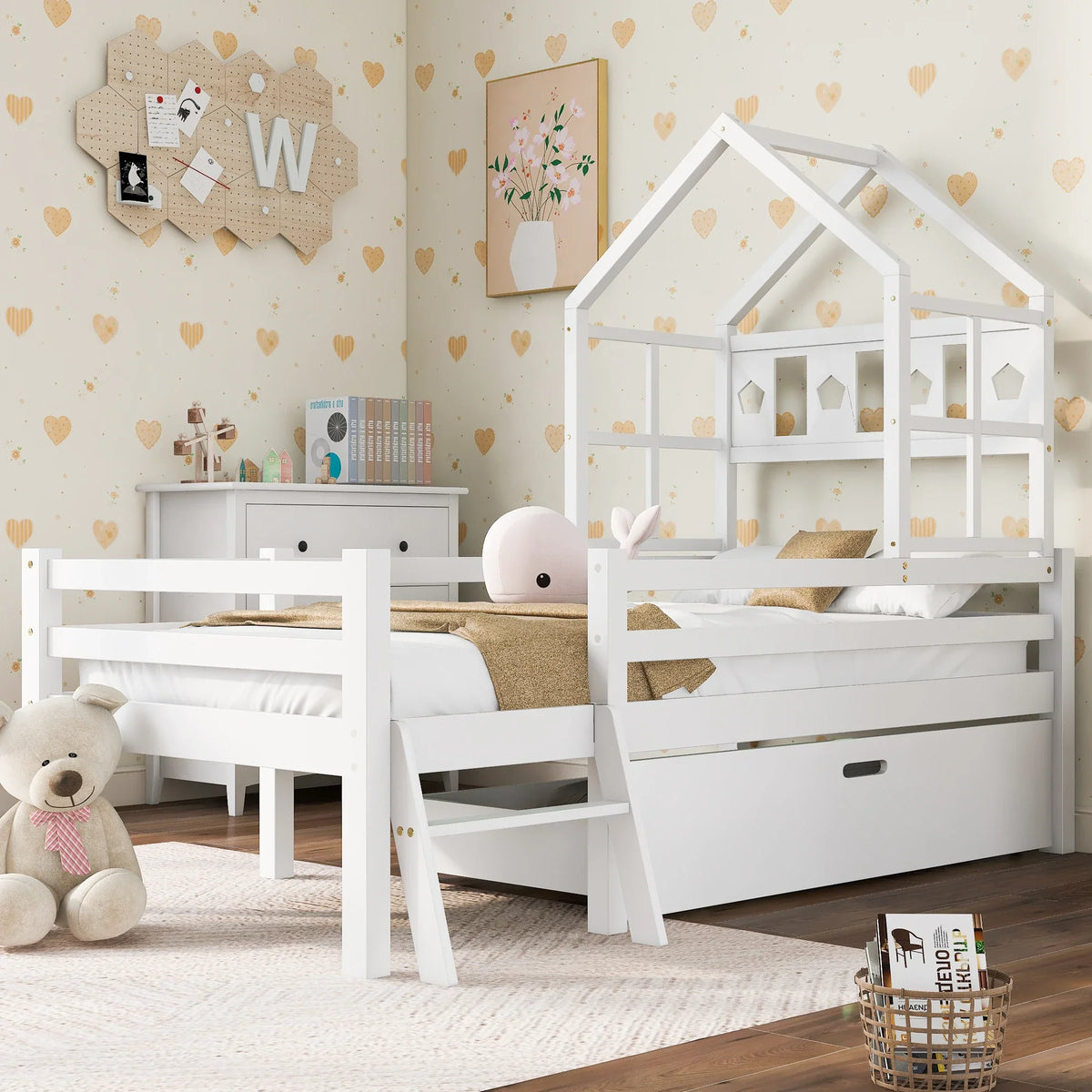 Lit cabane enfant avec tiroir et échelle en pin massif Tilda Kids