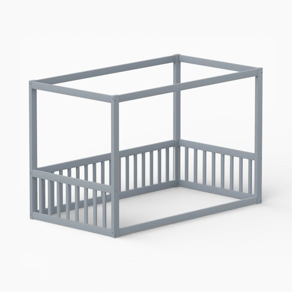 Lit cabane enfant gris avec barrières de sécurité Tilda Kids