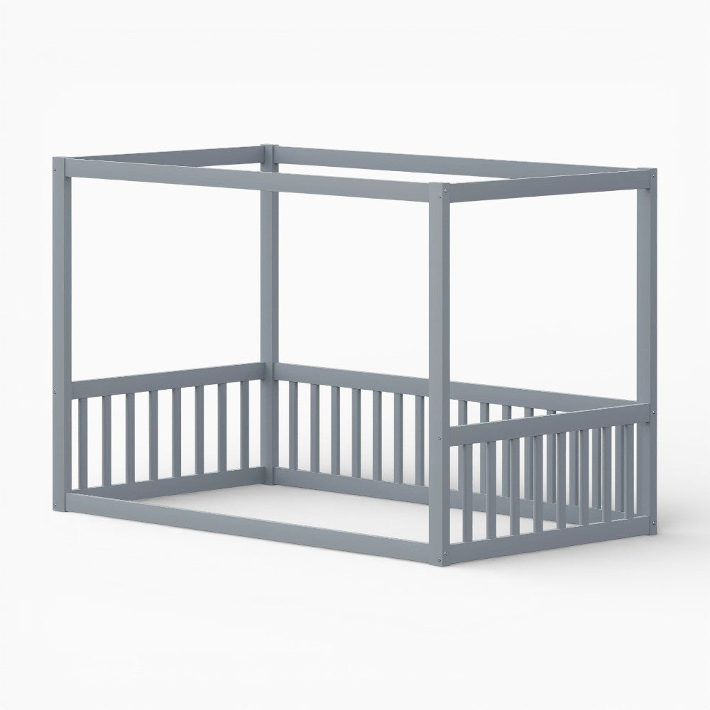 Lit cabane enfant gris avec barrières de sécurité Tilda Kids