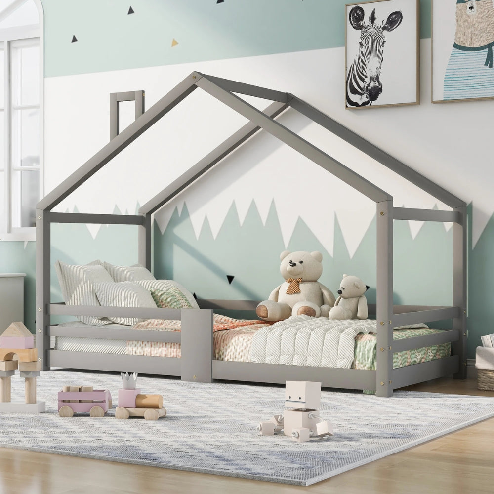 Lit cabane maison gris pour enfant Tilda Kids