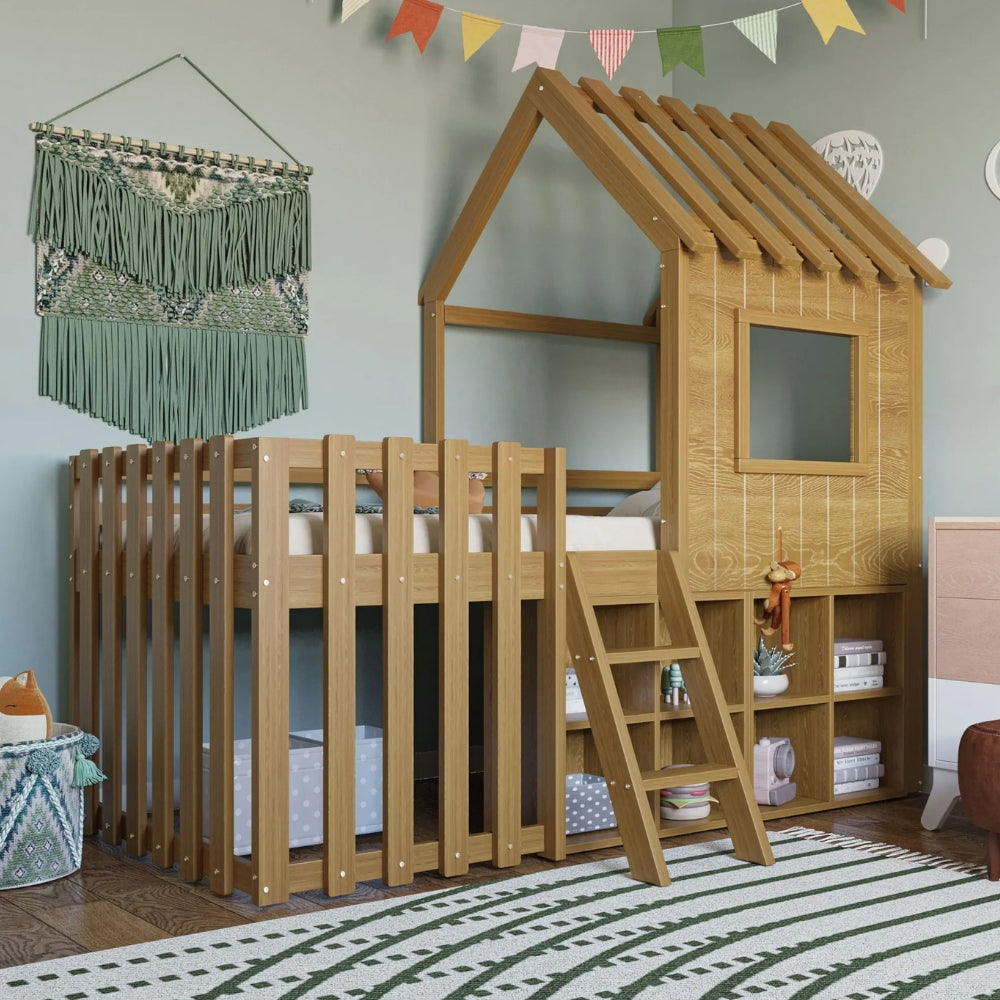 Lit cabane mezzanine avec rangement intégré Tilda Kids