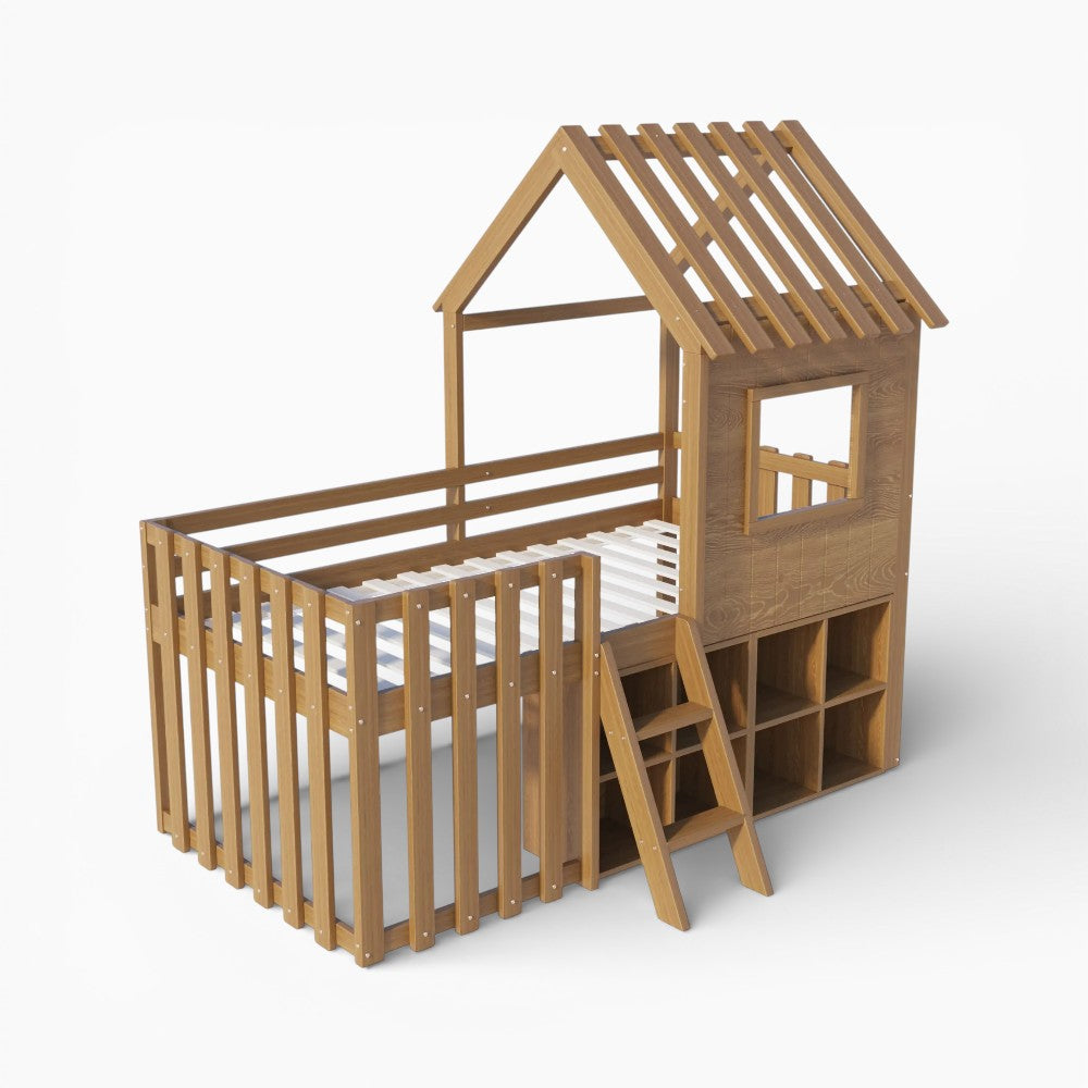 Lit cabane mezzanine avec rangement intégré Tilda Kids