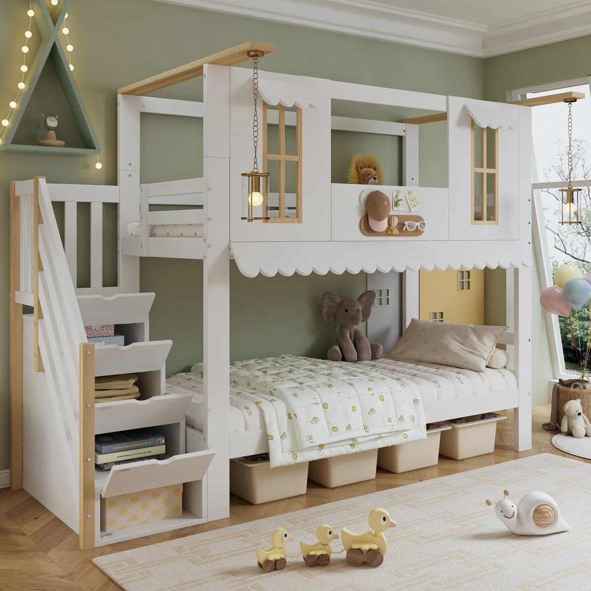 Lit cabane superposé avec rangement intégré Tilda Kids