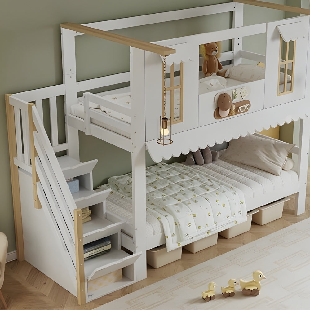 Lit cabane superposé avec rangement intégré Tilda Kids