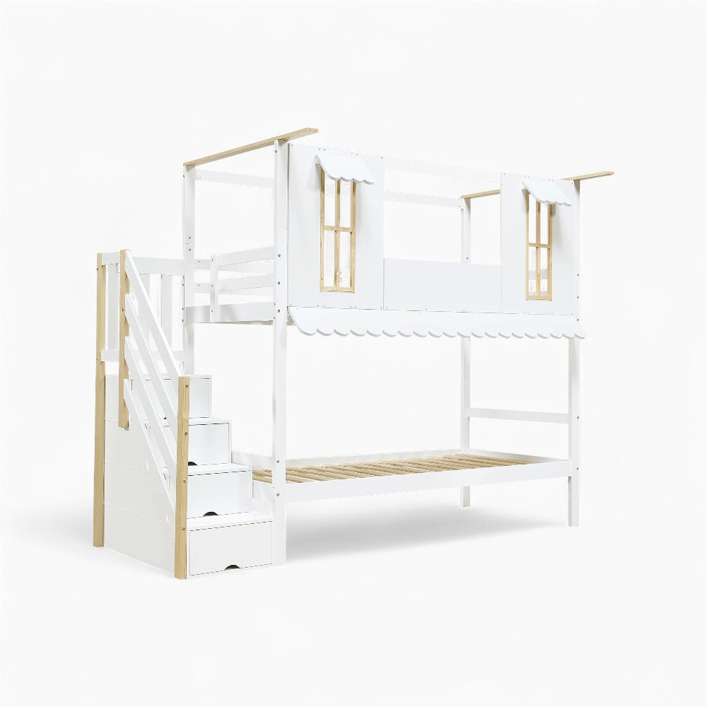 Lit cabane superposé avec rangement intégré Tilda Kids