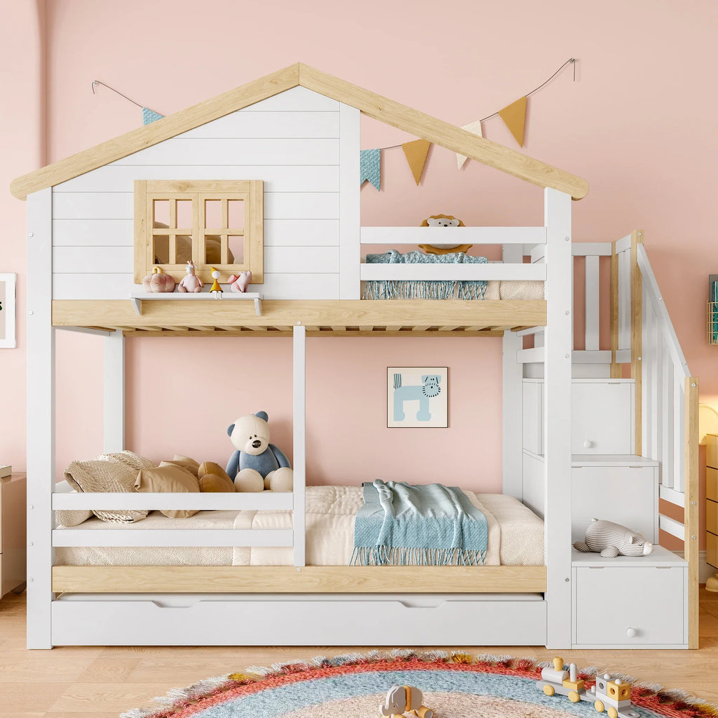 Lit cabane superposé avec rangements intégrés Tilda Kids