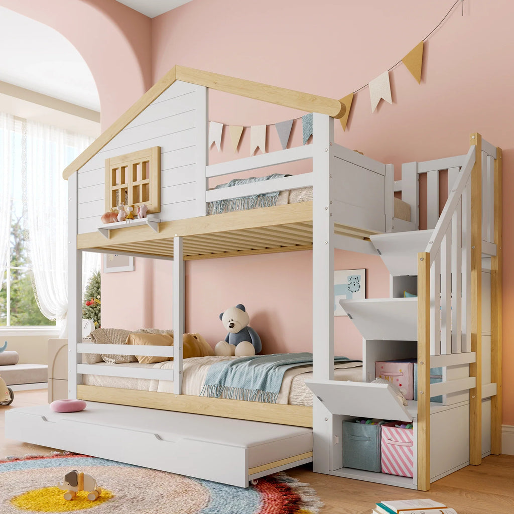 Lit cabane superposé avec rangements intégrés Tilda Kids