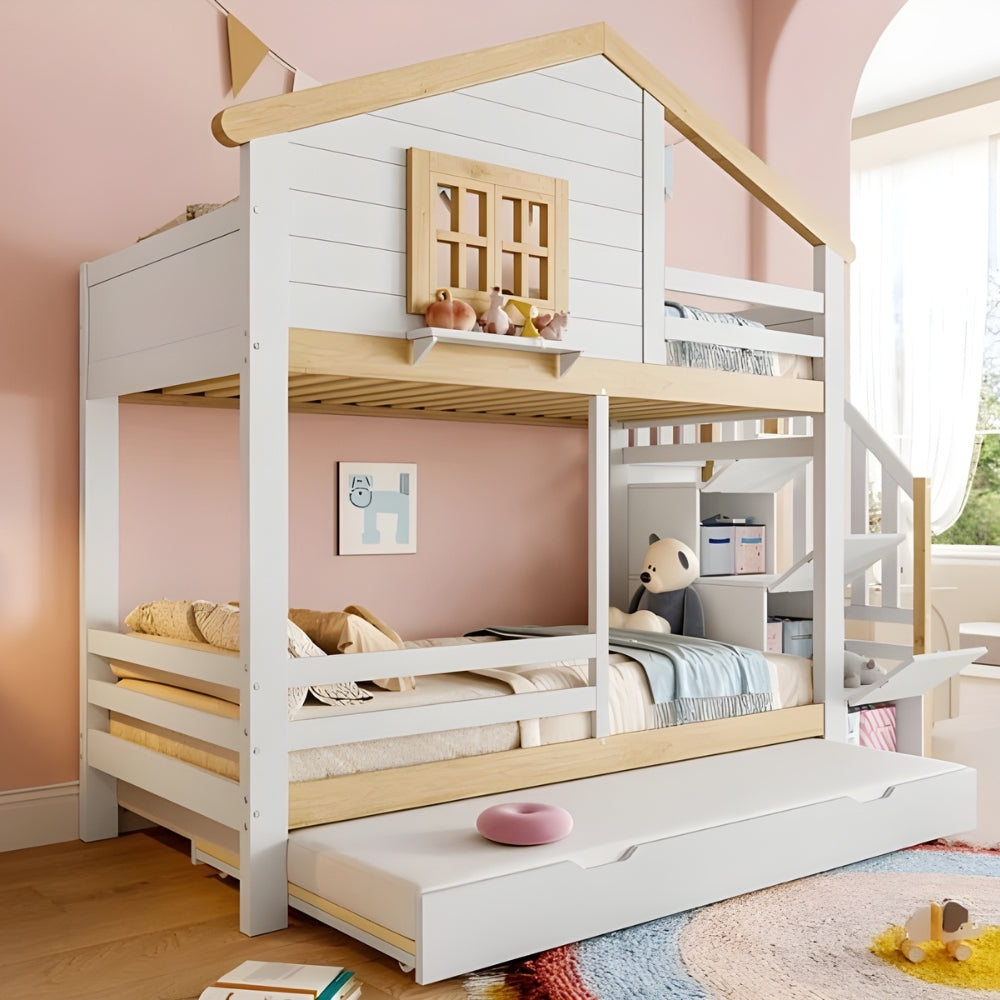 Lit cabane superposé avec rangements intégrés Tilda Kids