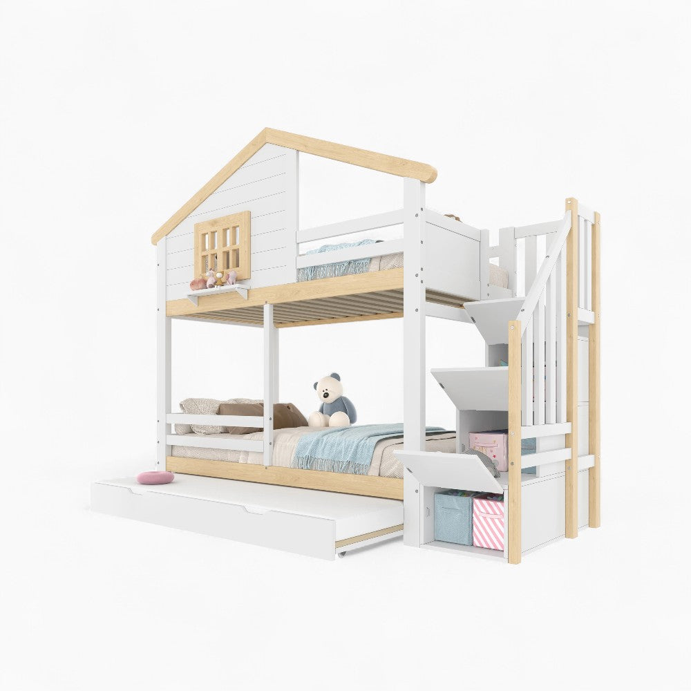 Lit cabane superposé avec rangements intégrés Tilda Kids