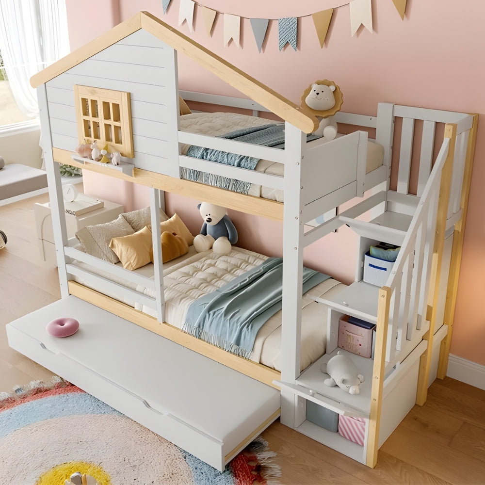 Lit cabane superposé avec rangements intégrés Tilda Kids