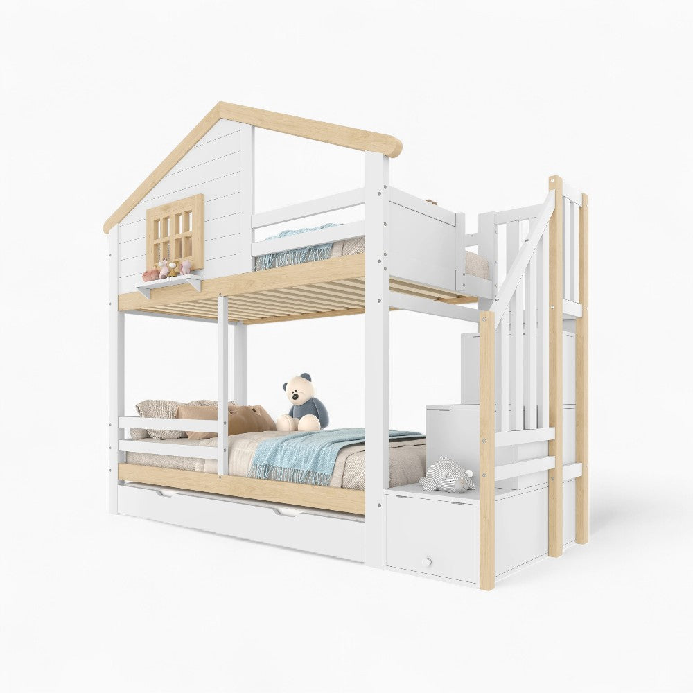 Lit cabane superposé avec rangements intégrés Tilda Kids