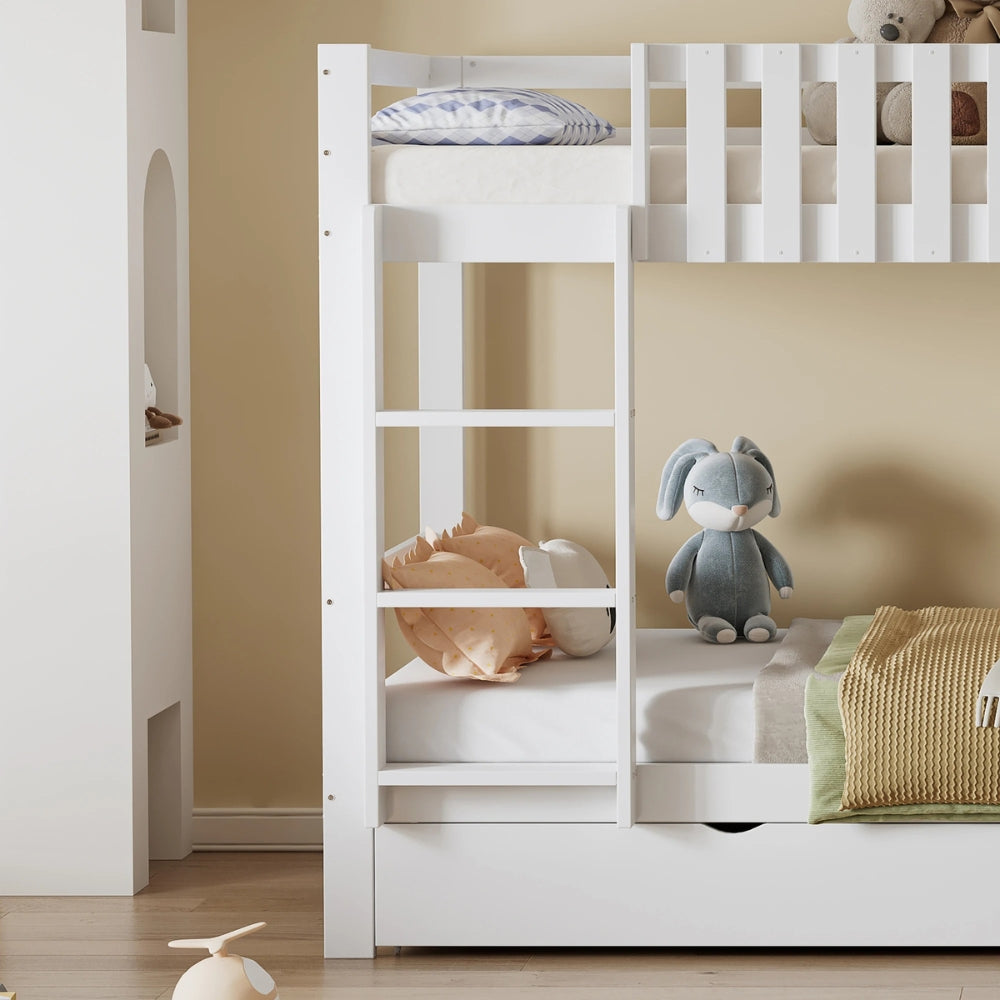Lit cabane superposé avec toboggan blanc enfant Tilda Kids