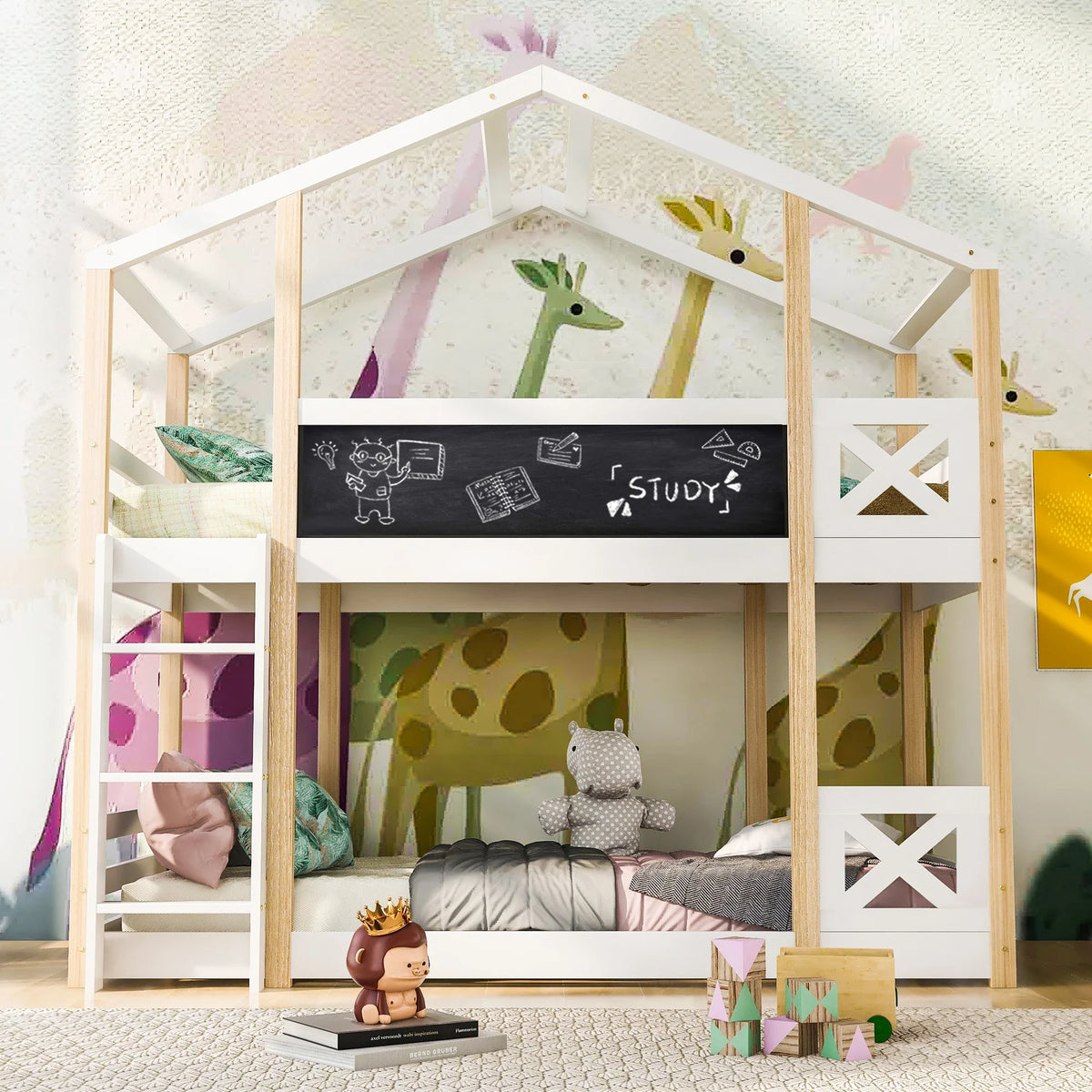 Lit cabane superposé avec toboggan enfant Tilda Kids