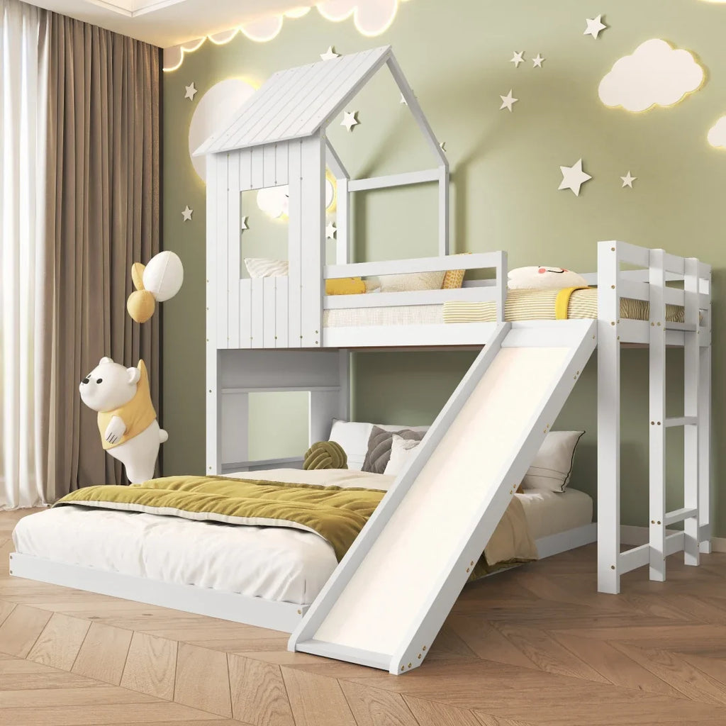 Lit cabane superposé avec toboggan pour enfants Tilda Kids