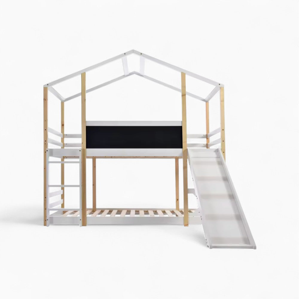 Lit cabane superposé avec toboggan Tilda Kids