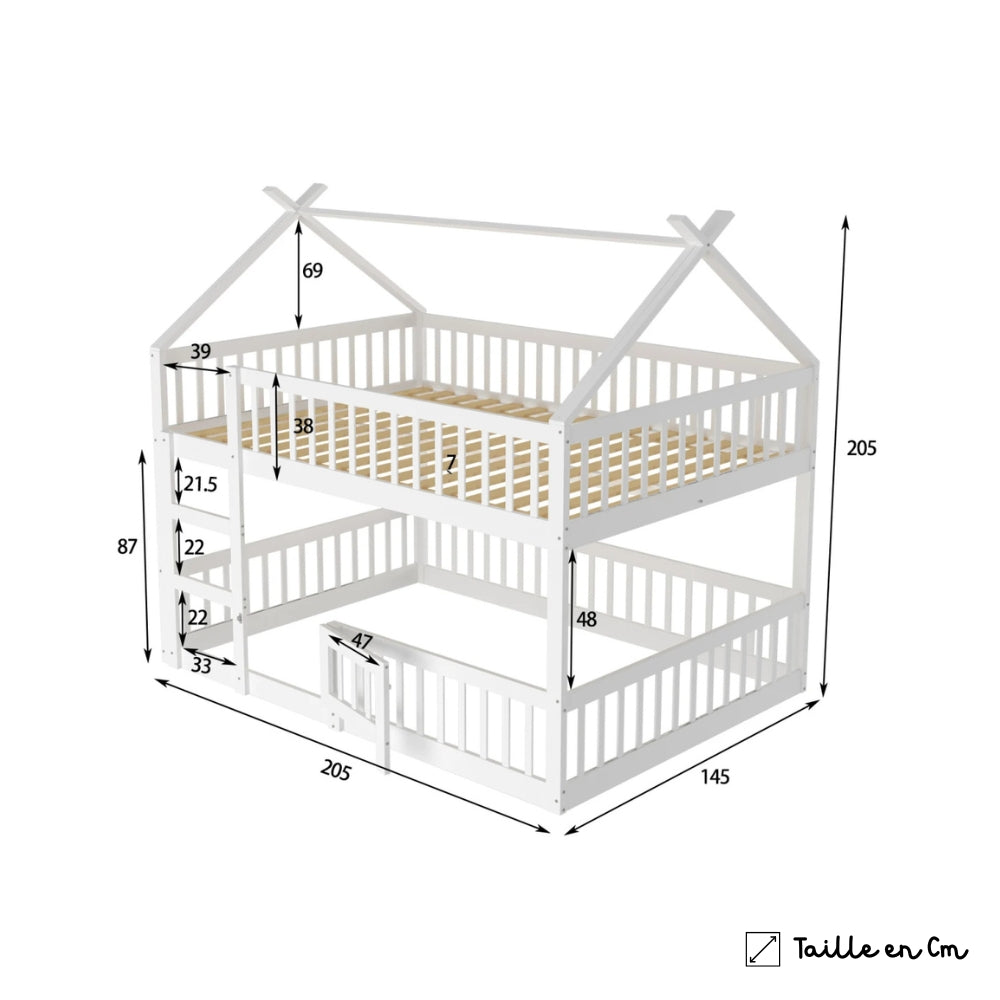 Lit cabane superposé blanc pour enfant Tilda Kids