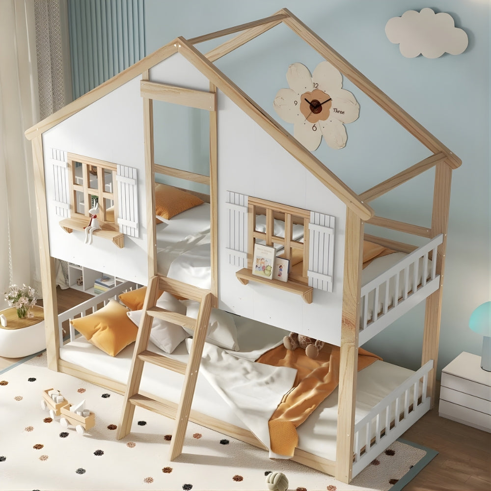 Lit cabane superposé enfant en bois Tilda Kids