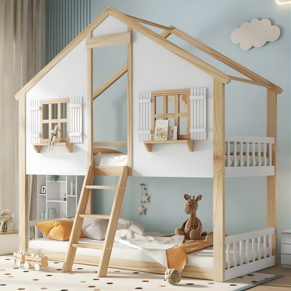 Lit cabane superposé enfant en bois Tilda Kids