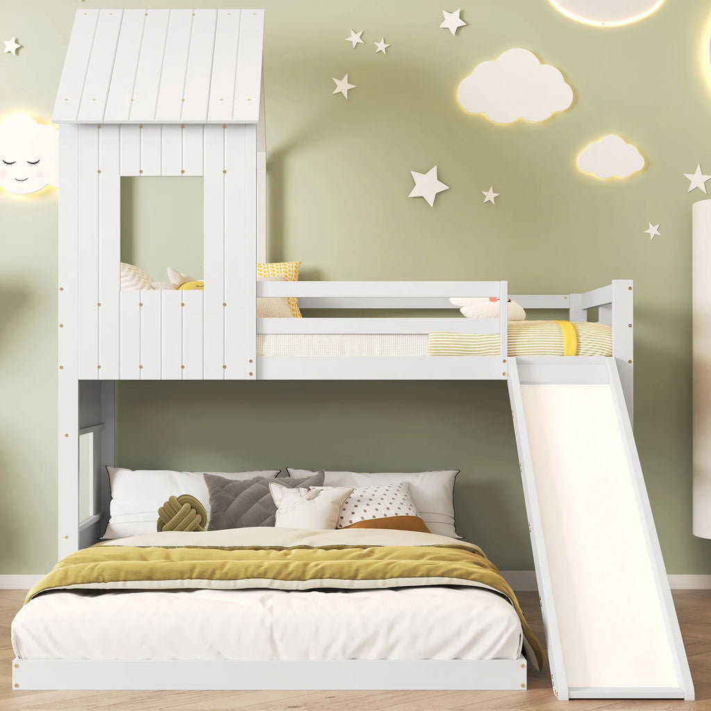 Lit cabane superposé toboggan avec tiroirs Tilda Kids