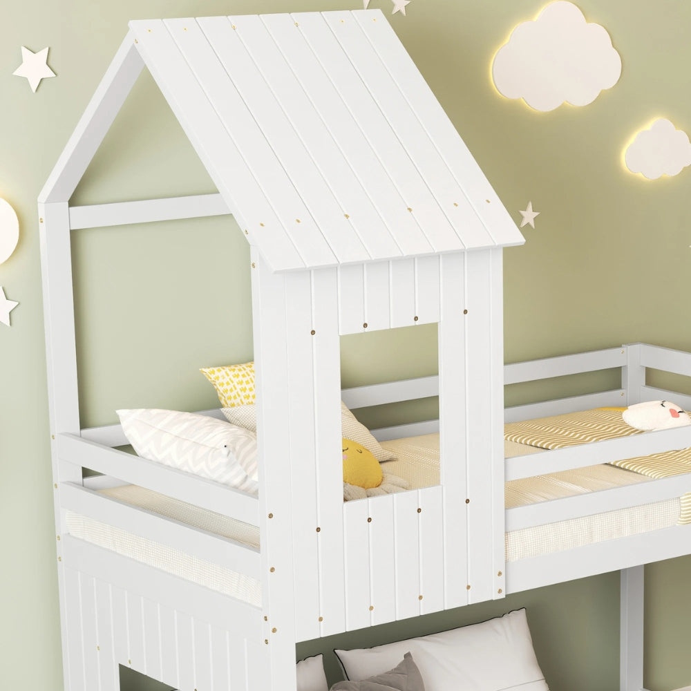 Lit cabane superposé toboggan avec tiroirs Tilda Kids