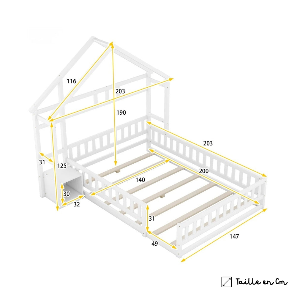 Lit double cabane enfant 140x200 blanc Tilda Kids