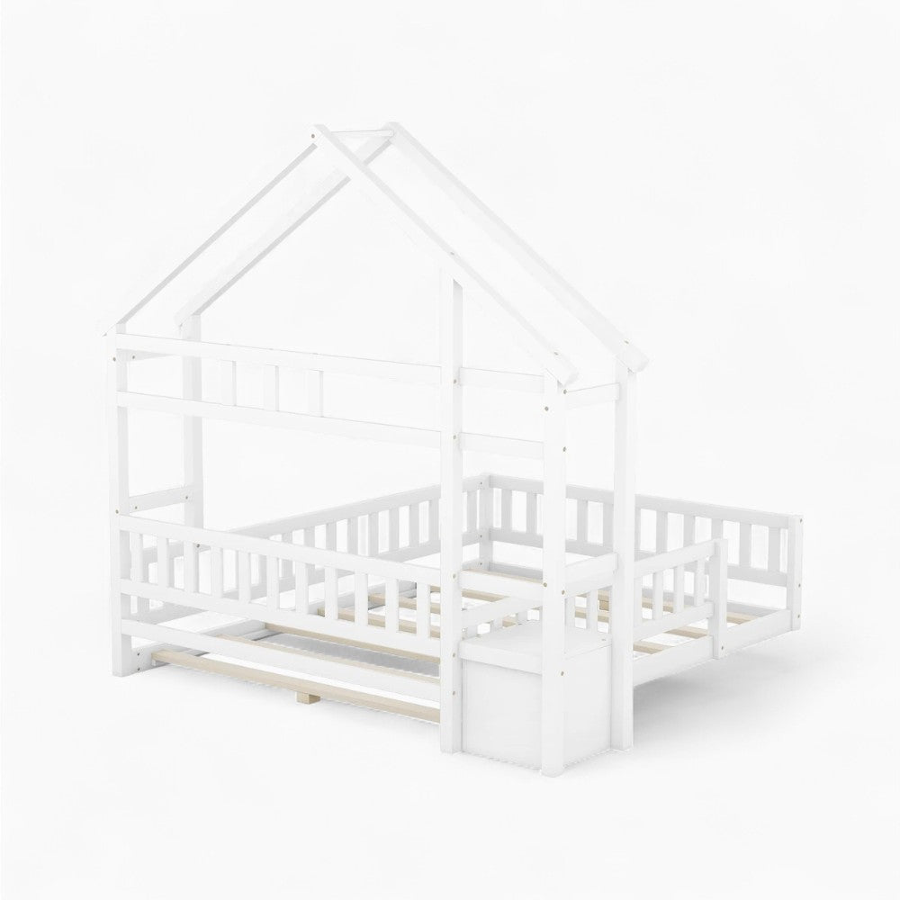 Lit double cabane enfant 140x200 blanc Tilda Kids