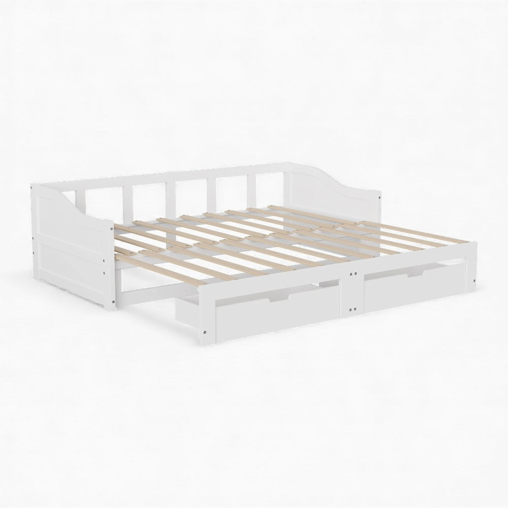 Lit enfant blanc avec rangements et deux tiroirs Tilda Kids