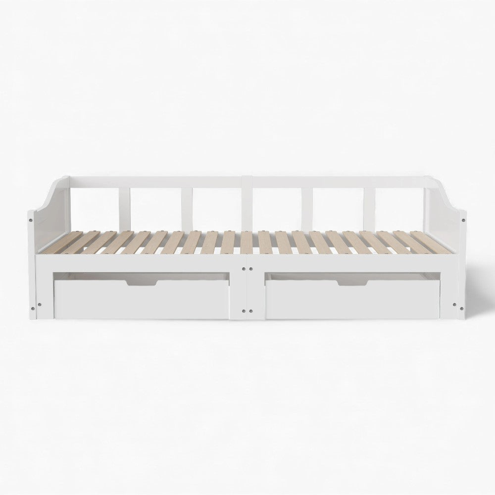 Lit enfant blanc avec rangements et deux tiroirs Tilda Kids