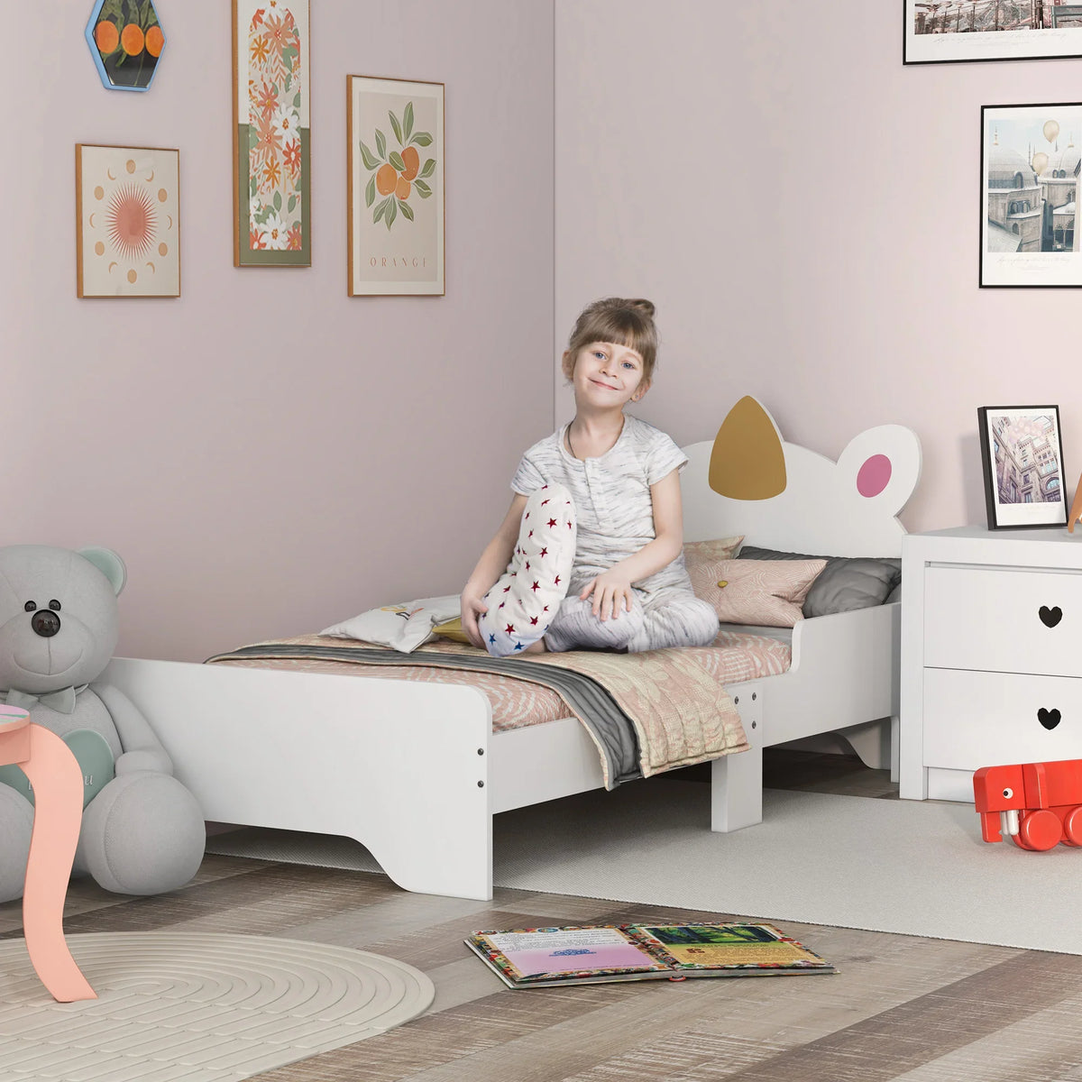 Lit enfant cabane blanc avec barrières de sécurité Tilda Kids