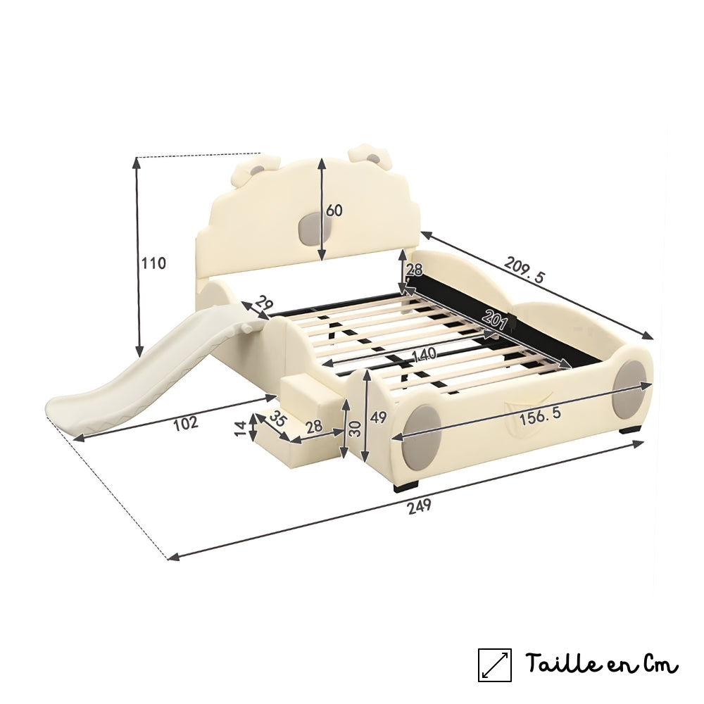 Lit enfant ours avec toboggan 140x200 Tilda Kids