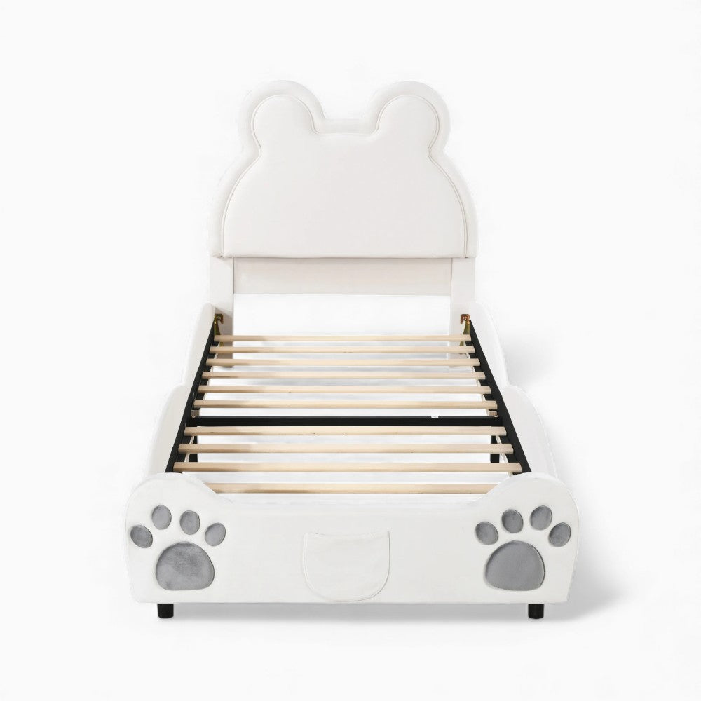 Lit enfant rembourré en forme d'ours blanc 90x200 Tilda Kids