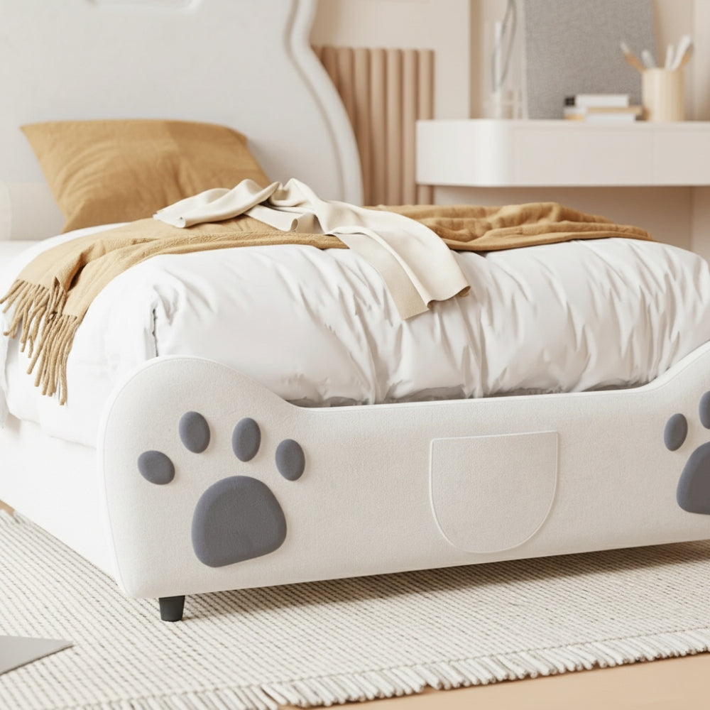 Lit enfant rembourré en forme d'ours blanc 90x200 Tilda Kids
