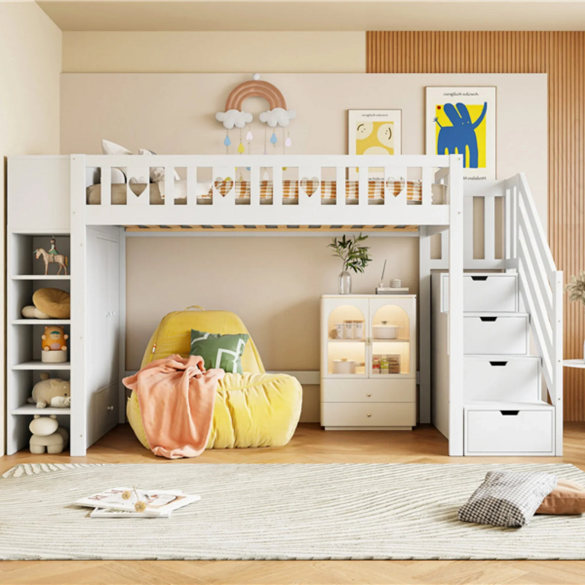 Lit mezzanine avec rangements intégrés enfant Tilda Kids