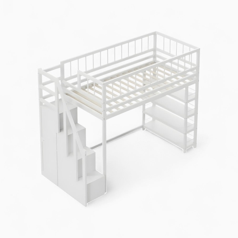 Lit mezzanine blanc avec rangements 90x200 cm Tilda Kids