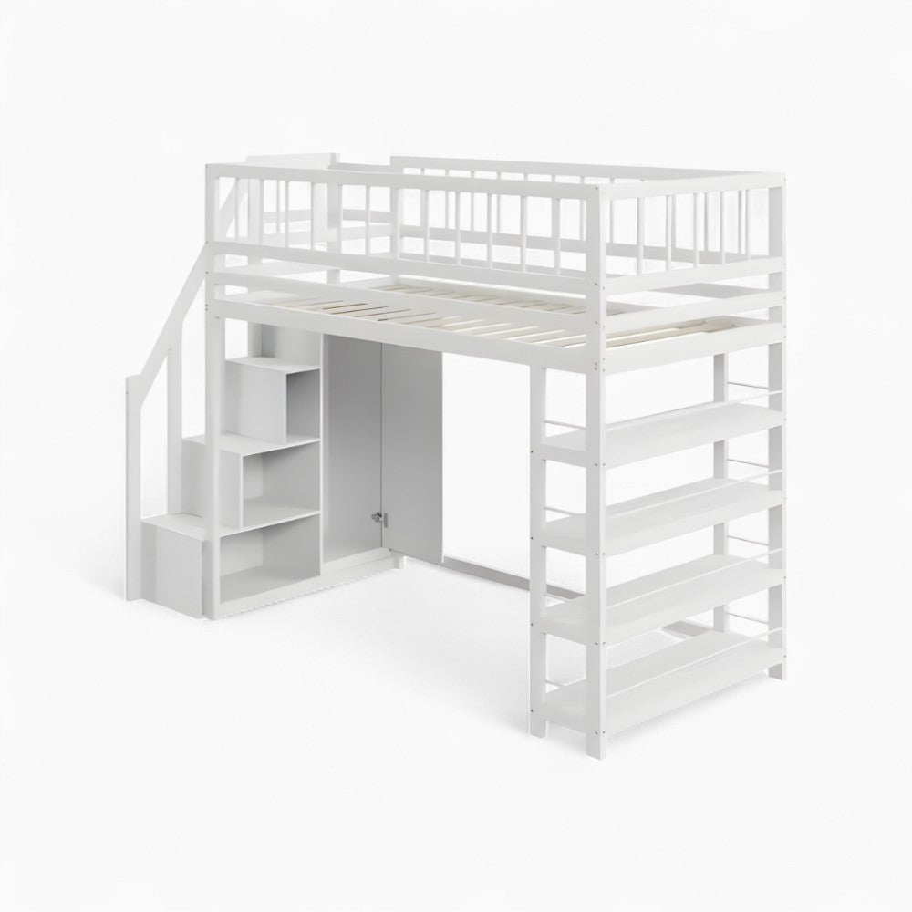 Lit mezzanine blanc avec rangements 90x200 cm Tilda Kids