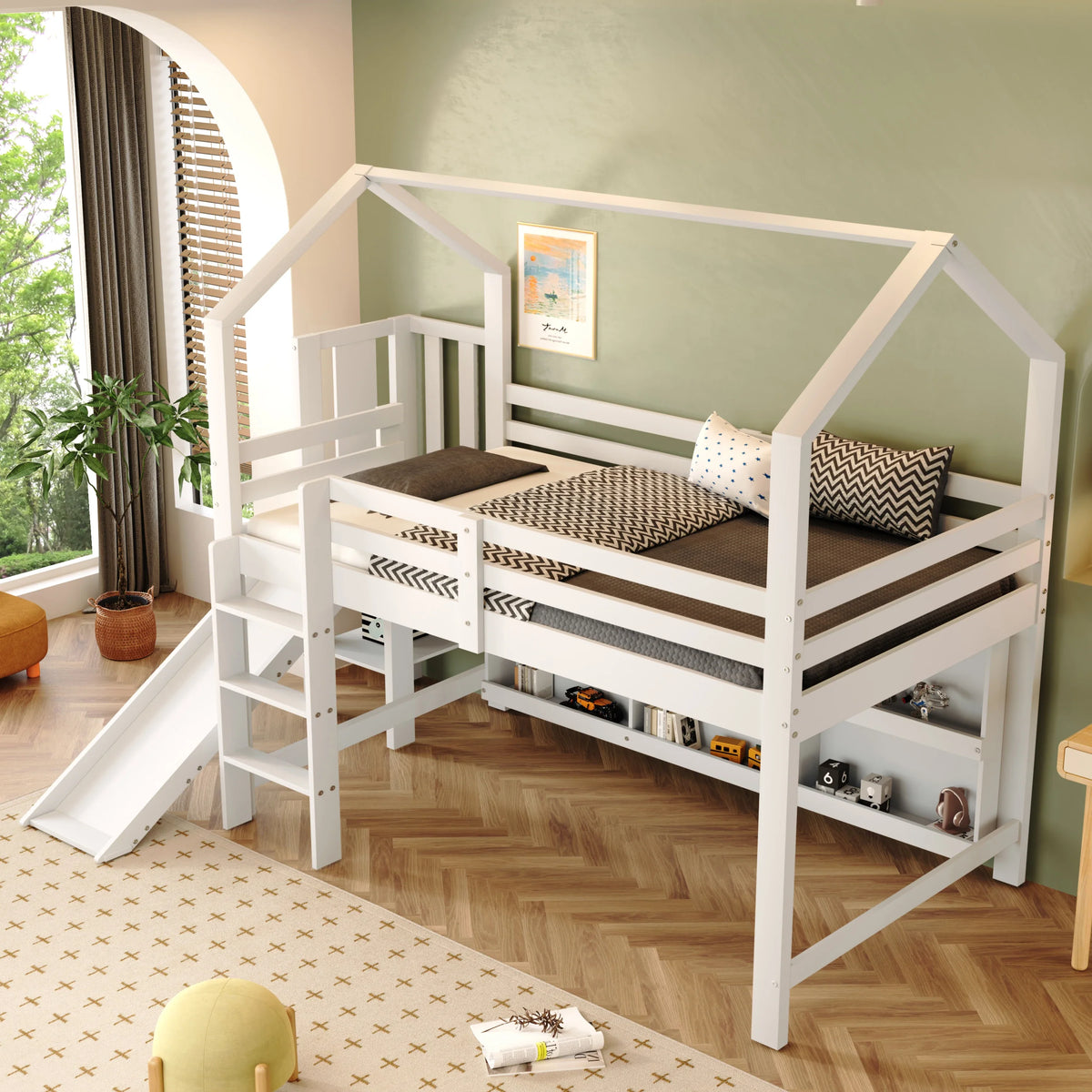 Lit mezzanine en hauteur avec toboggan enfant Tilda Kids