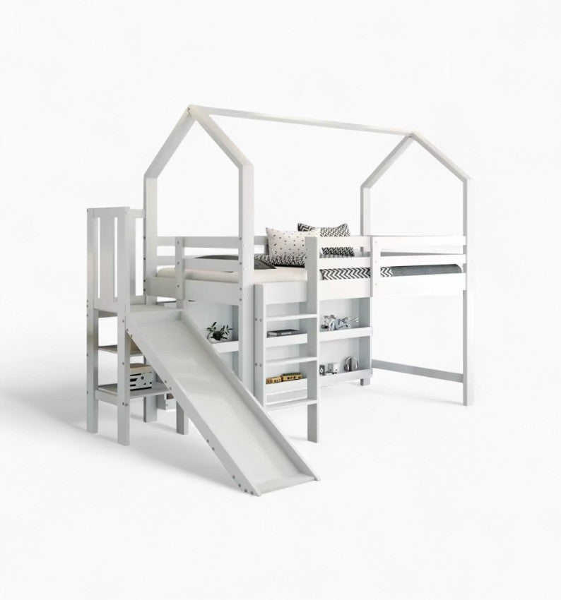Lit mezzanine en hauteur avec toboggan enfant Tilda Kids