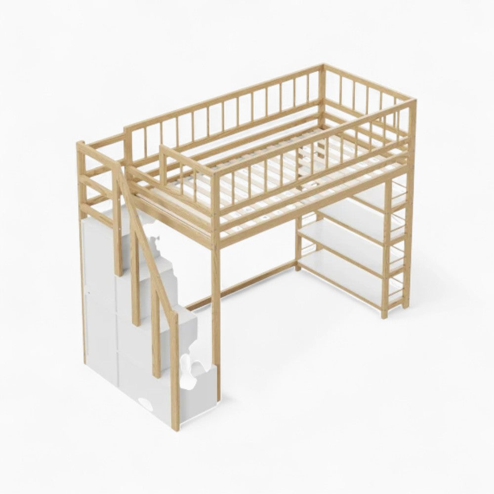 Lit mezzanine enfant avec rangements intégrés Tilda Kids