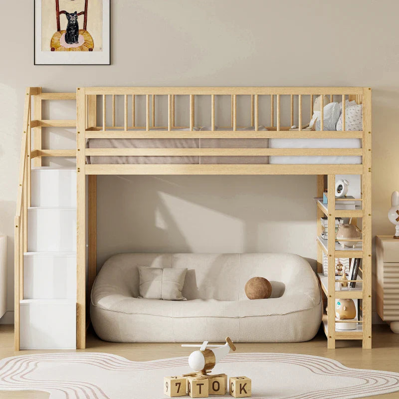 Lit mezzanine enfant avec rangements intégrés Tilda Kids